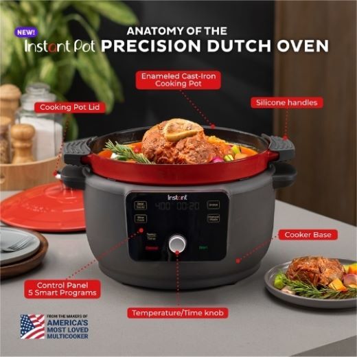 Instant Precision 6-qt Enamel Cast Iron Electric Dutch Oven 